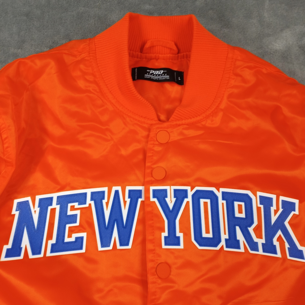 New York Unisex Orange Bomber Jacket Size Large - Picture 3 of 14